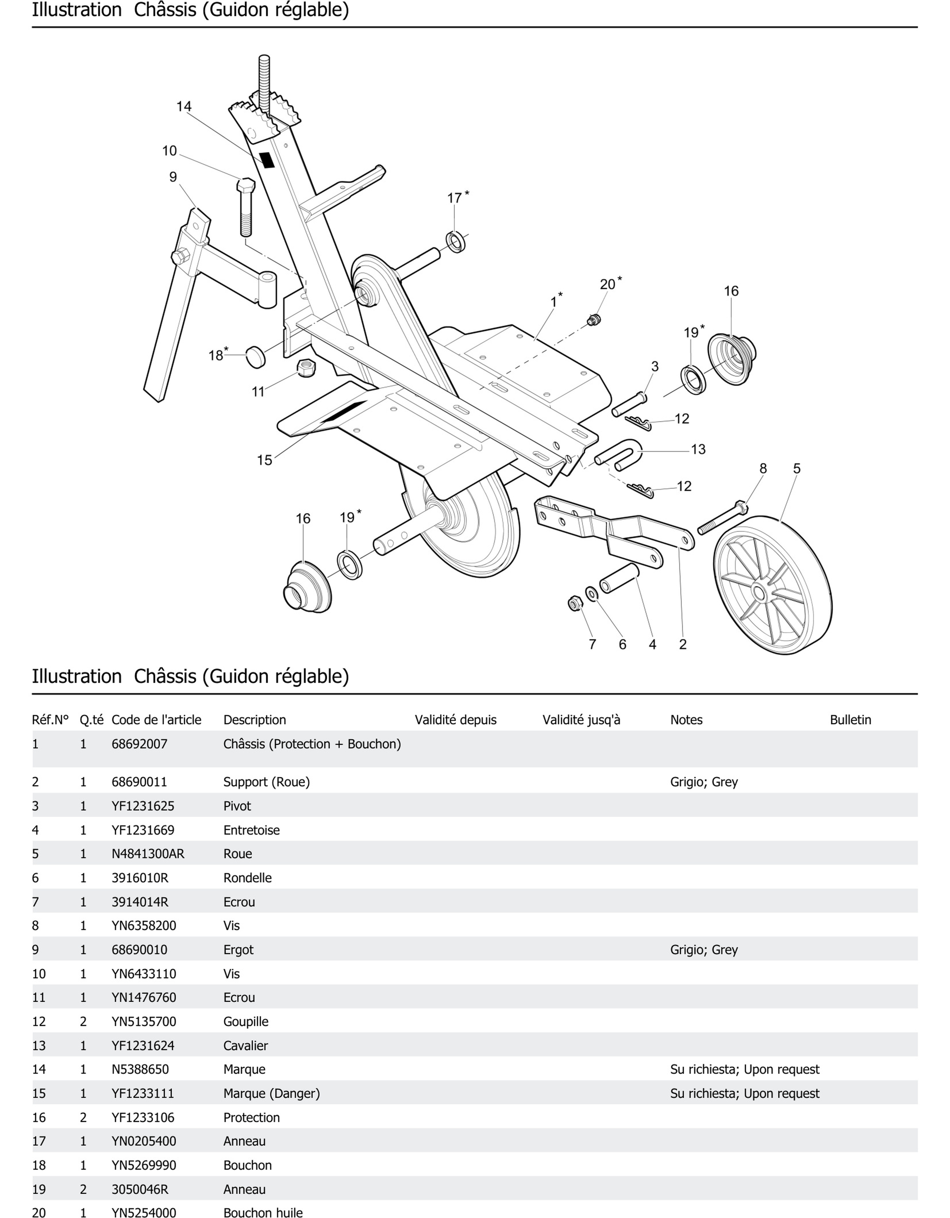 Châssis Guidon Réglable