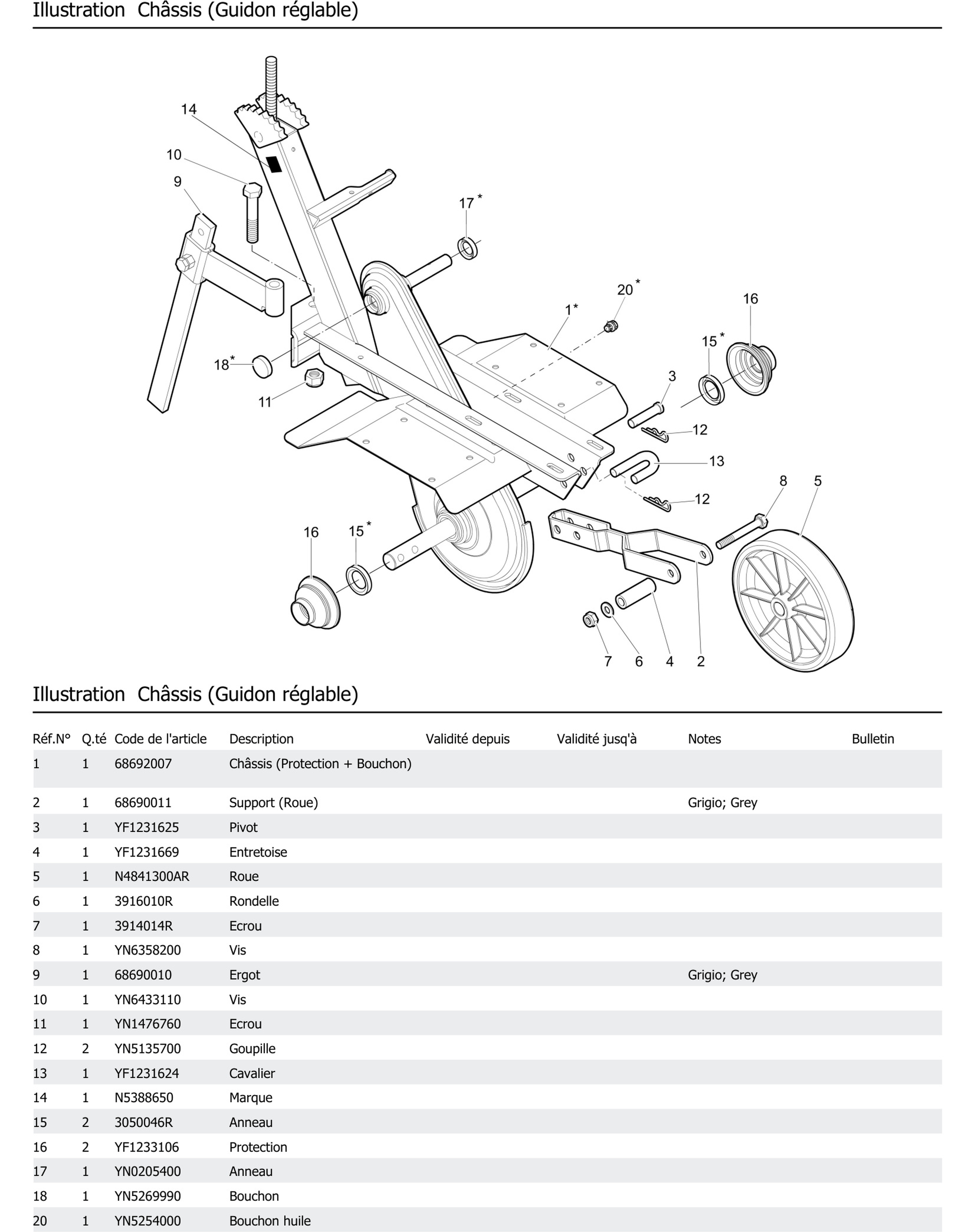 Châssis Guidon Réglable