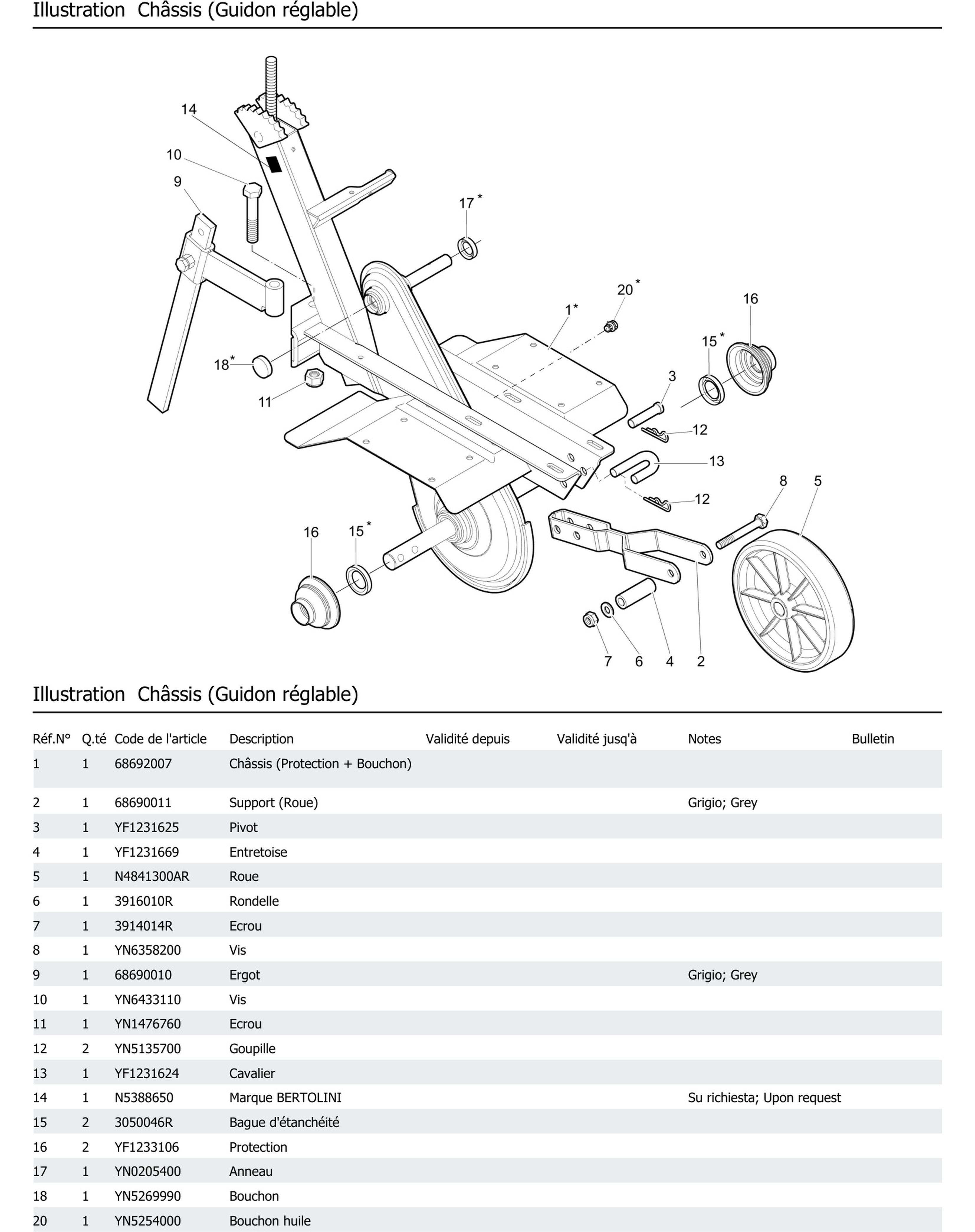 Châssis Guidon Réglable