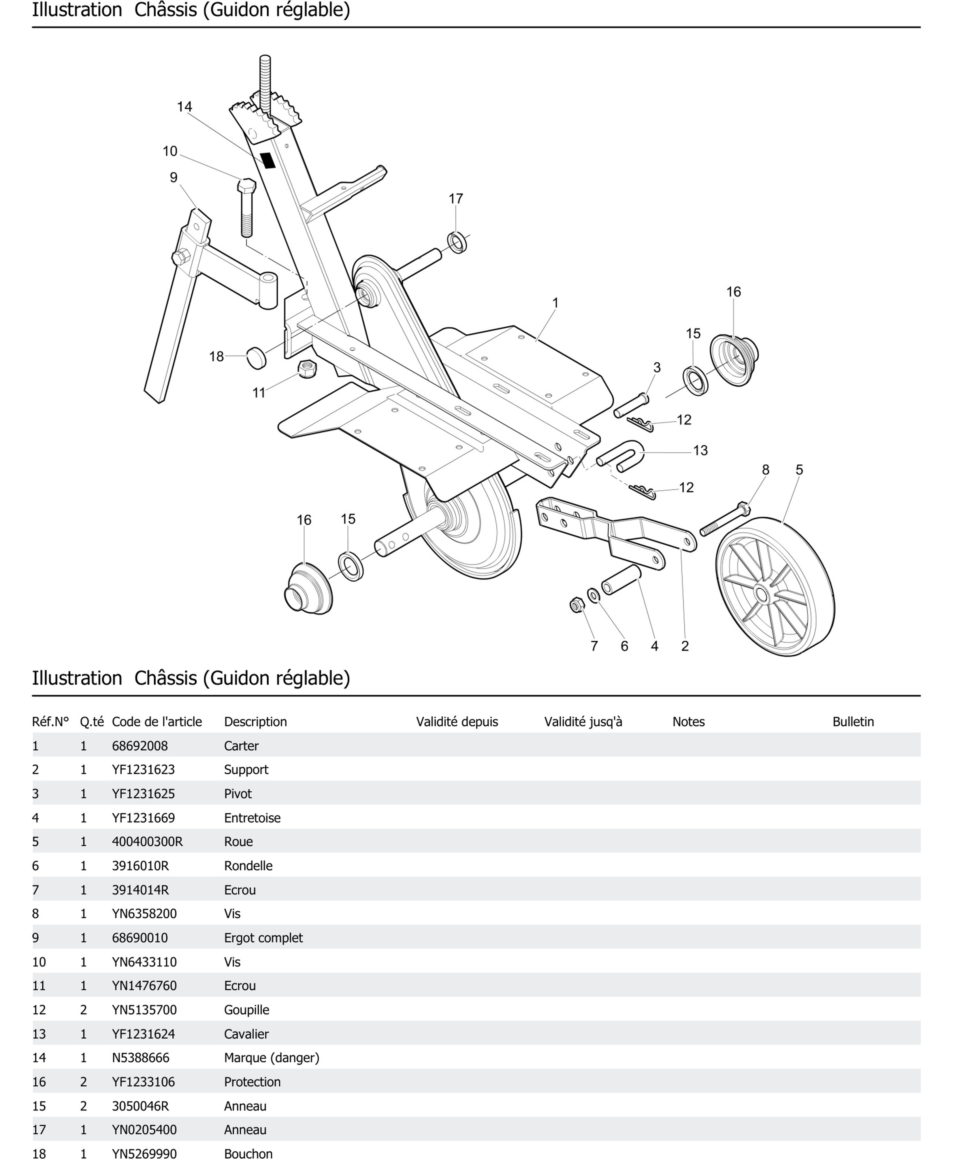 Châssis Guidon Réglable