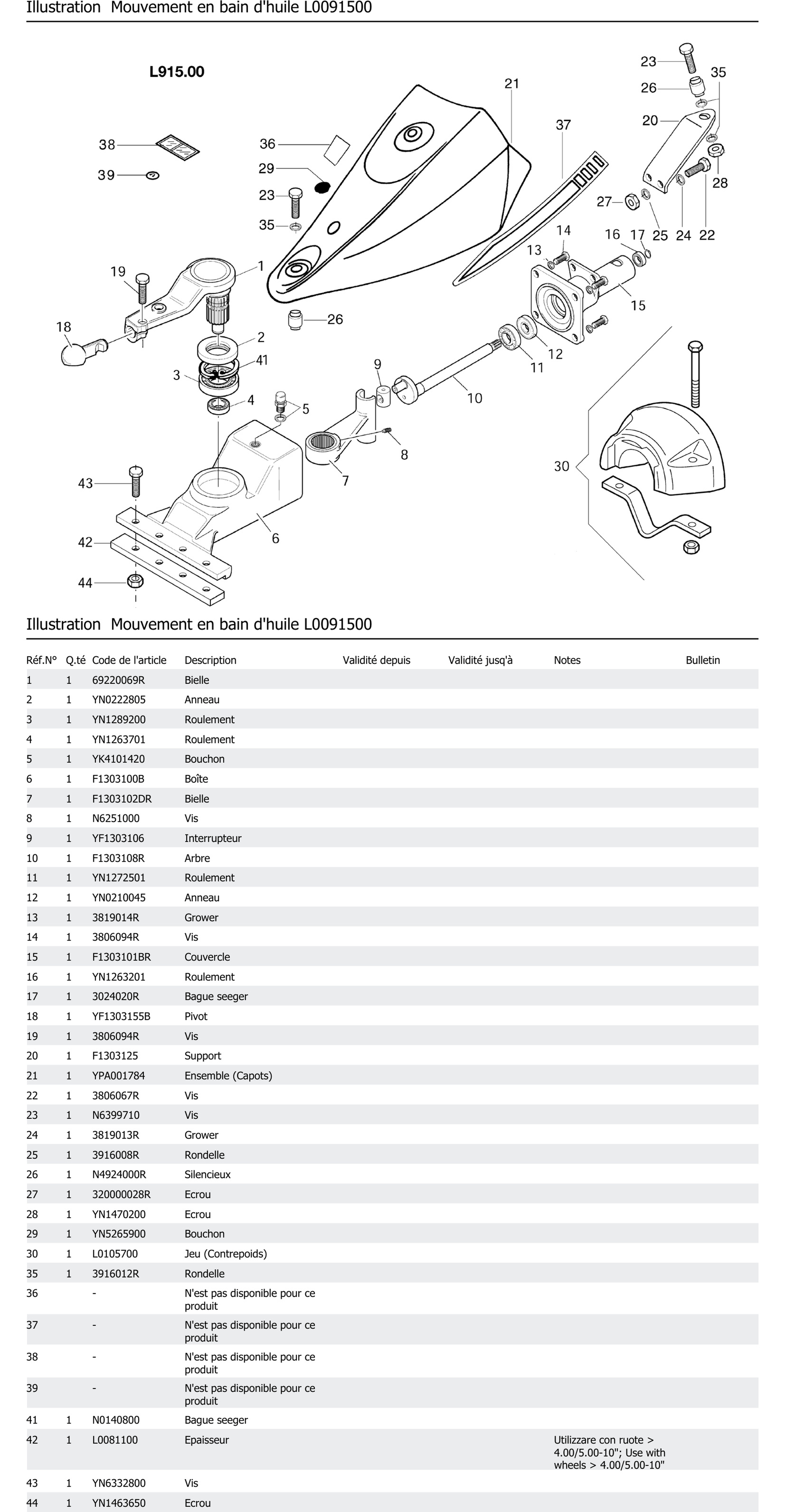 Mouvement En Bain D Huile L0091500