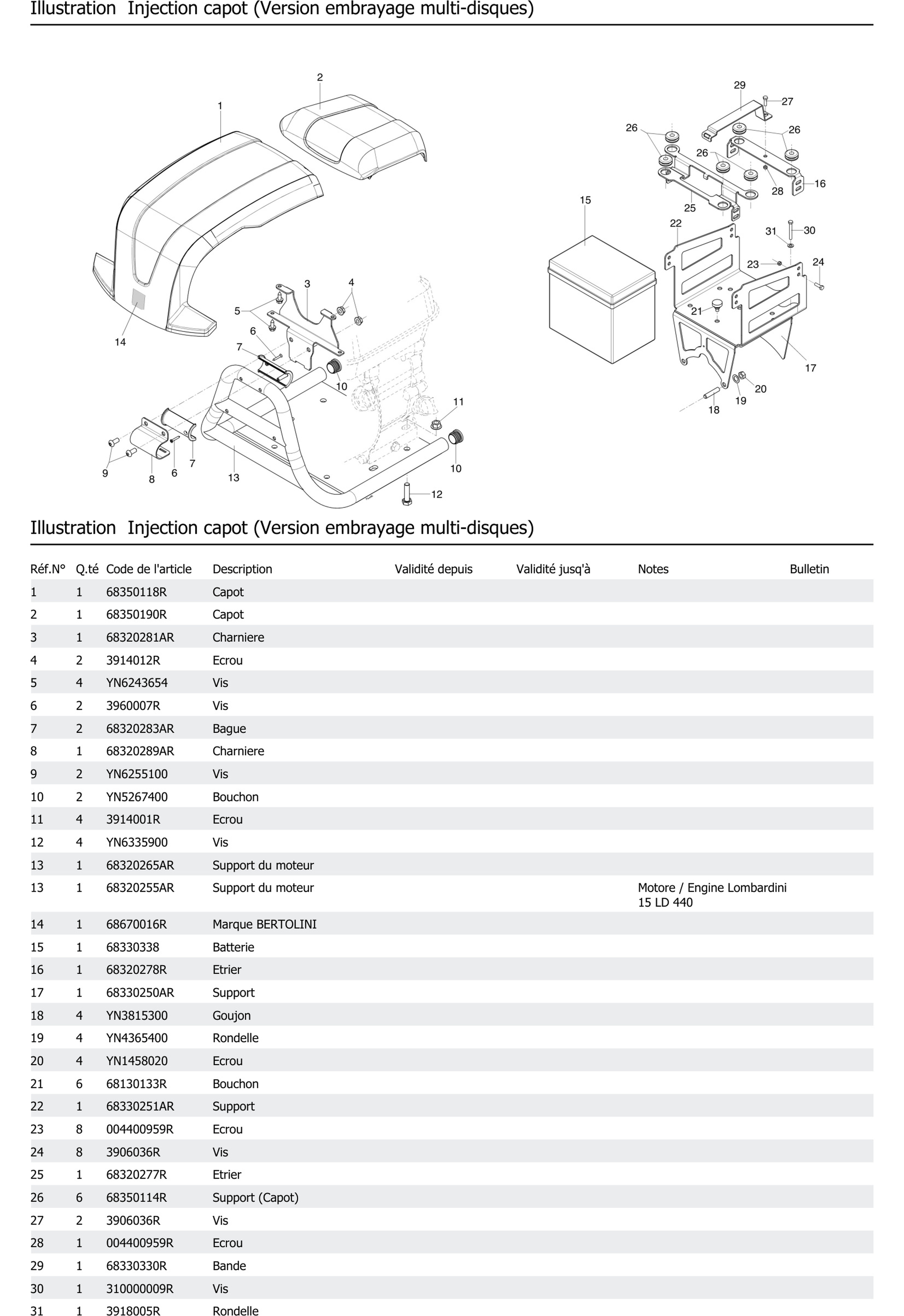 Injection Capot Version Embrayage Multi Disques