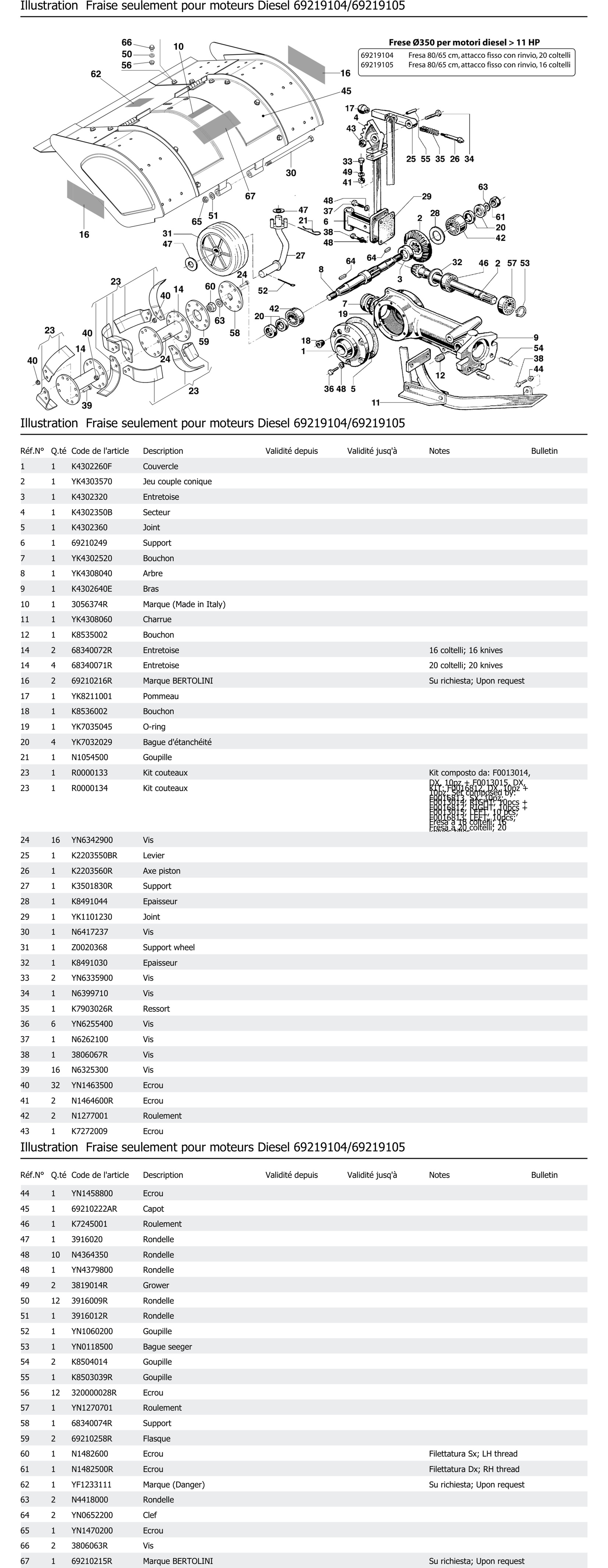 Fraise Seulement Pour Moteurs Diesel 69219104 69219105