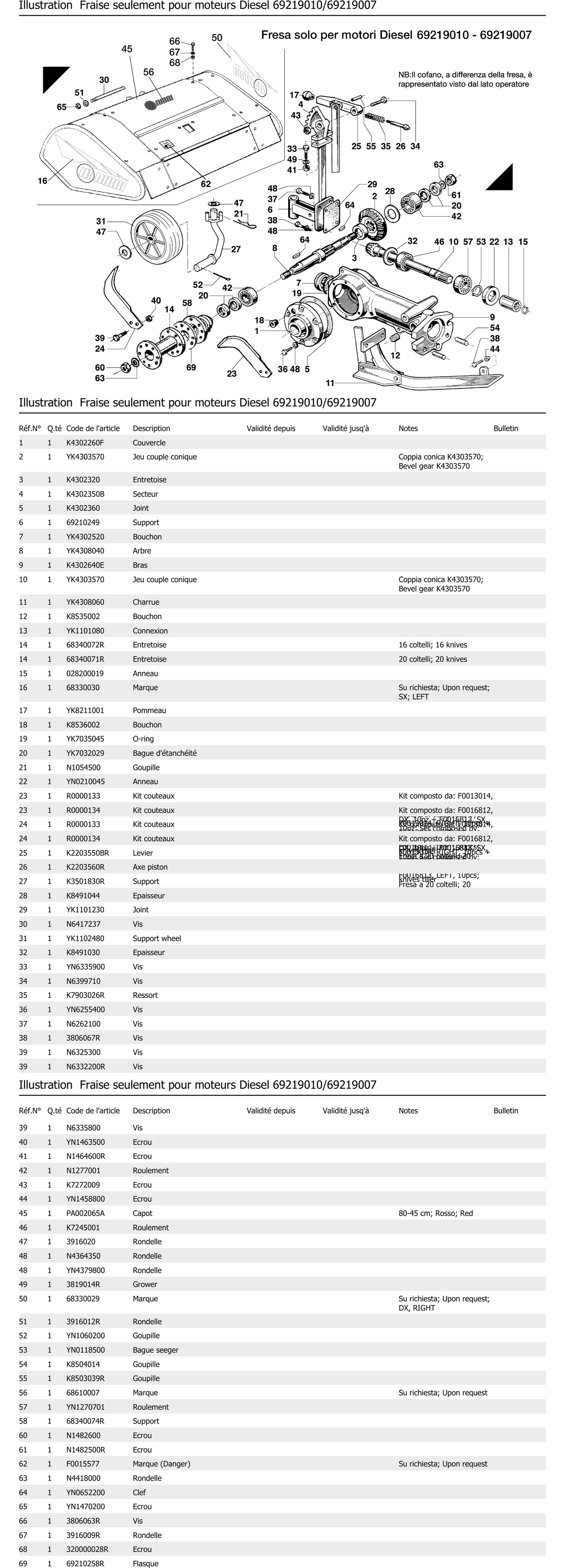 Fraise Seulement Pour Moteurs Diesel 69219010 69219007