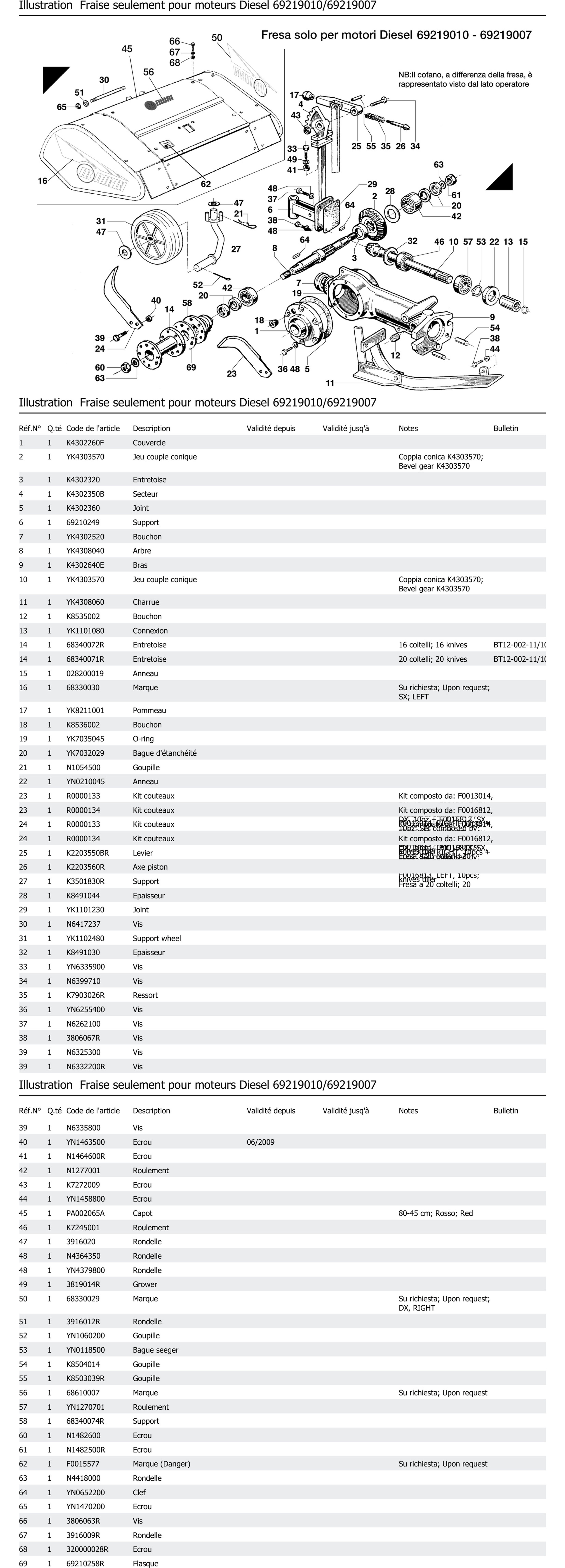 Fraise Seulement Pour Moteurs Diesel 69219010 69219007