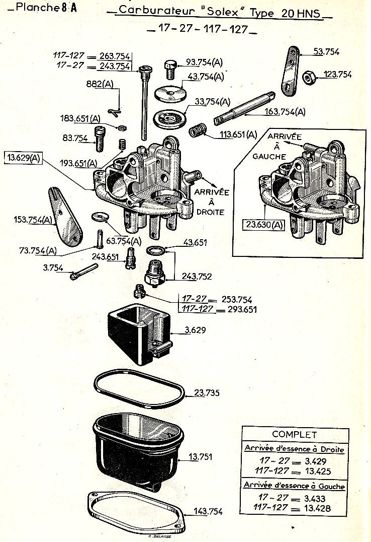 vue éclatée carburateur W17-W117