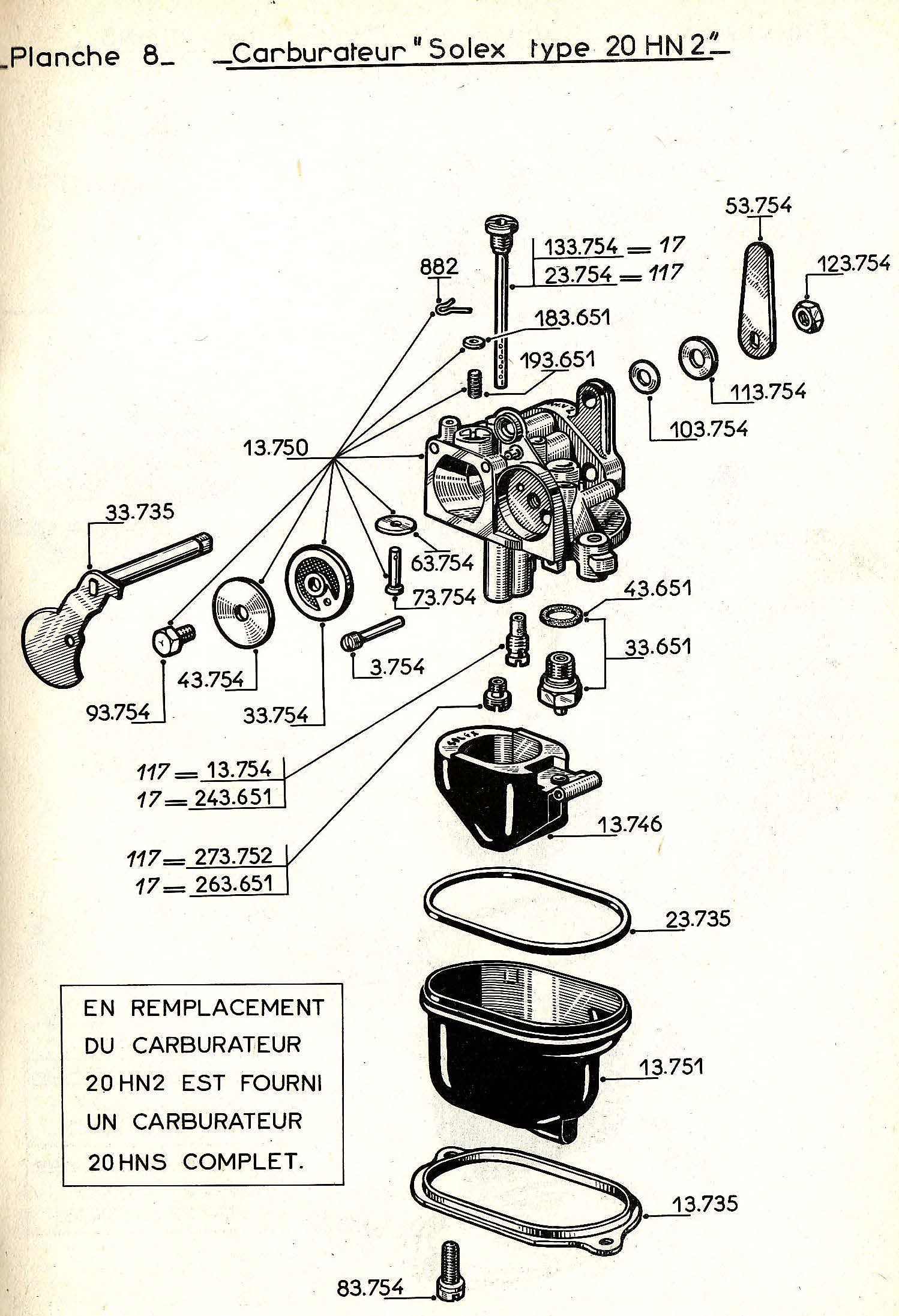 vue éclatée carburateur W17-W117