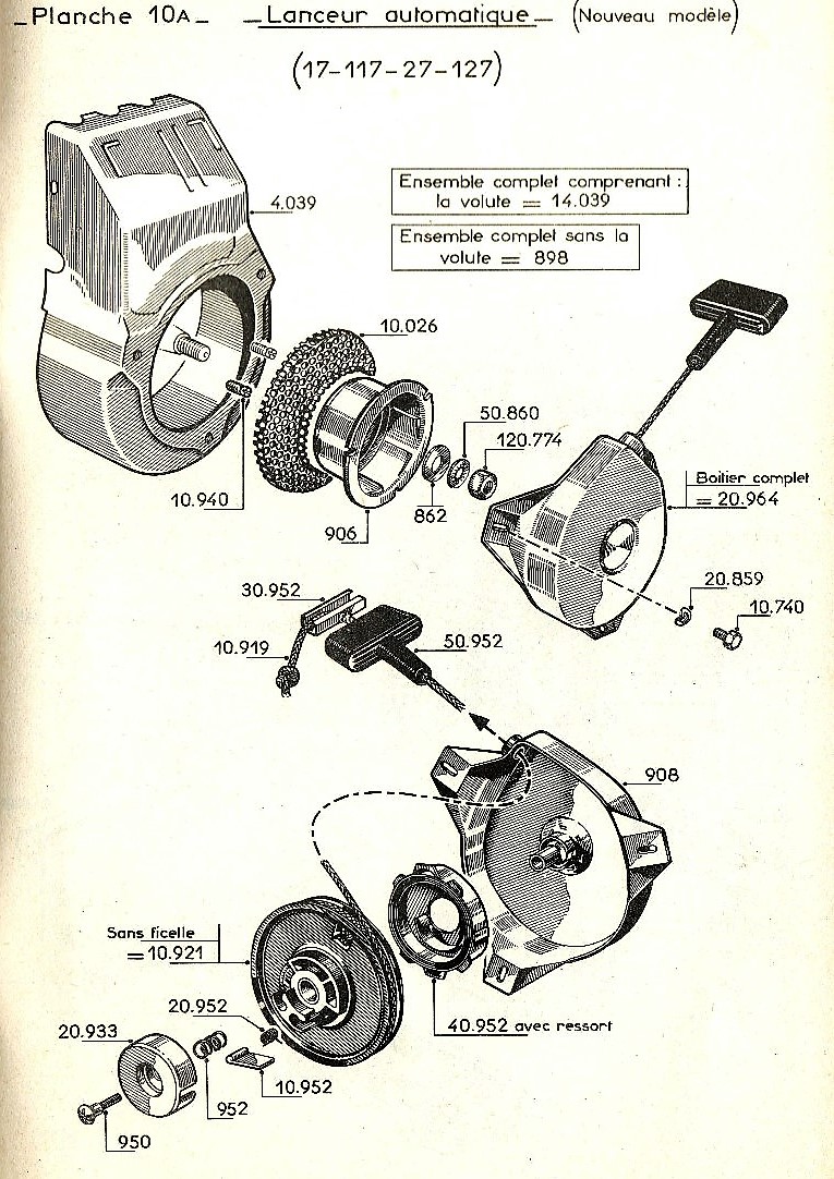 vue éclatée lanceur automatique W17-W117