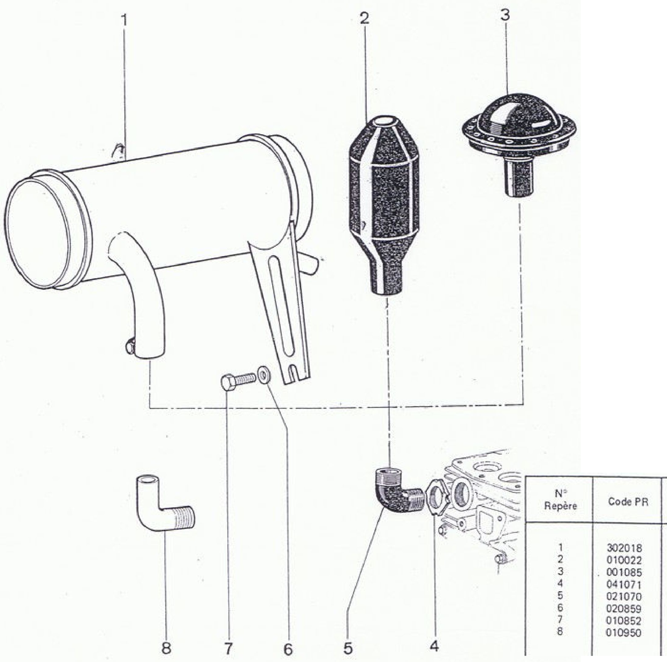 vue éclatée echappement 18A-18B-28A-318A-328A