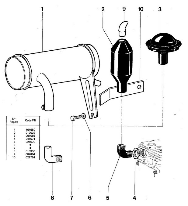 vue éclatée echappement W18C - 318C - 328C