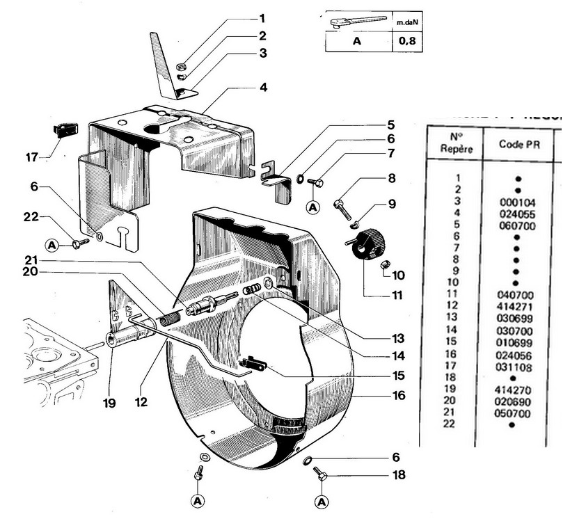 vue éclatée regulation echappement W18C - 318C - 328C