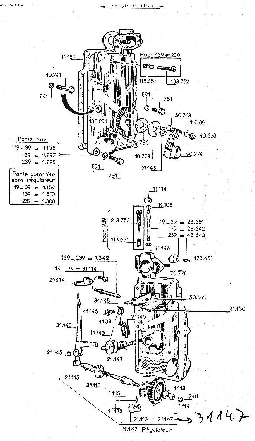 vue eclatee regulation W19-W139-W239