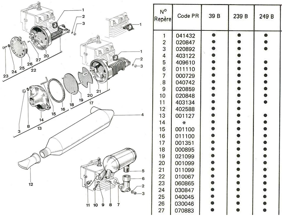 vue eclatee echappement 39B-239B-249B