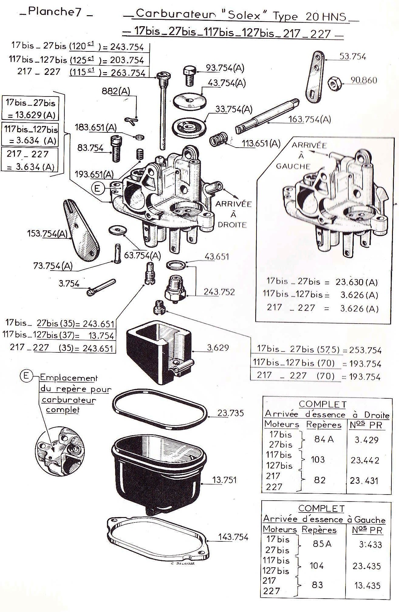 vue éclatée carburateur W17b-W117b