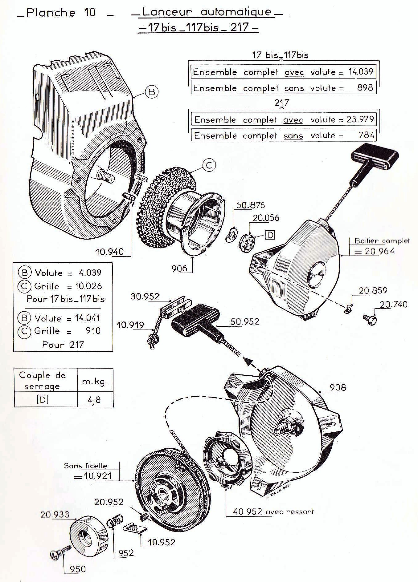 vue éclatée lanceur automatique W17b-W117b